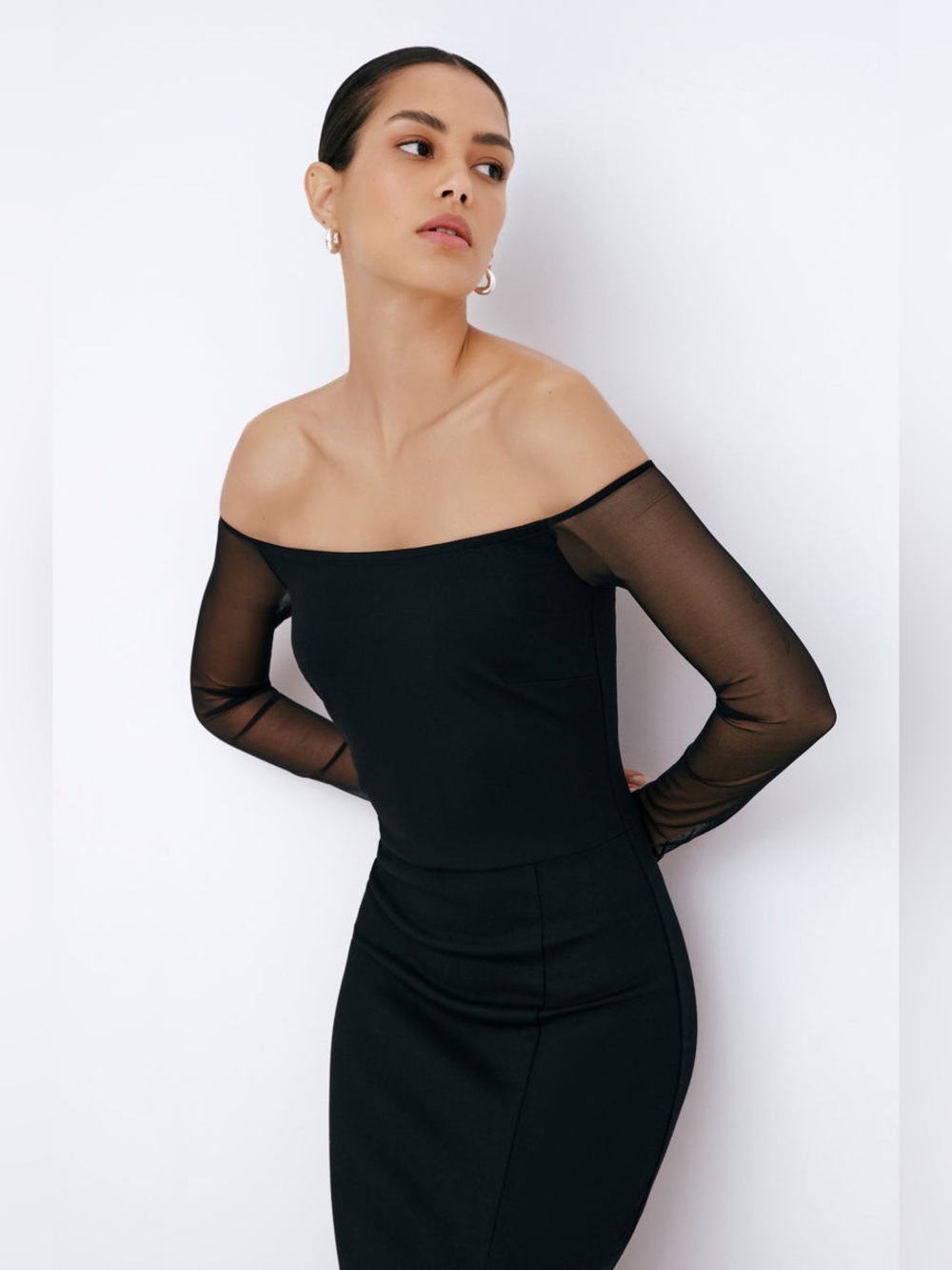 Marcella NYC Marian Dress Gown European Ponte Off Shoulder Size XS - Picture 7 of 17